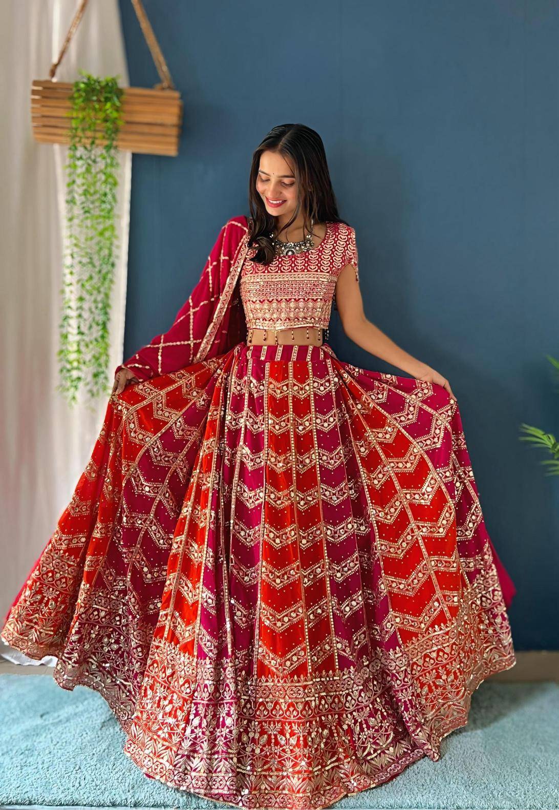 ON MC9231 Georgeet Traditional lehengha choli manufacturers in Mumbai